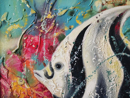 Abstract oil painting of big striped angelfish by Anatoly Tarabanov