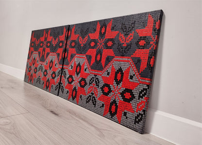 Vibrant red black gray mosaic wall art by Oksana Sklym oil painting ornament