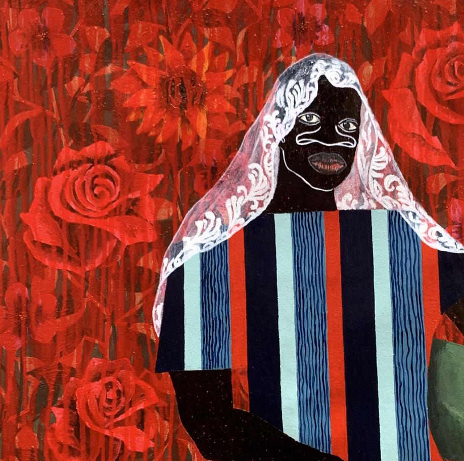 Stylized portrait In Silence Among the Roses by Akintomide Akinshola