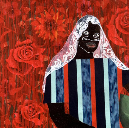 Stylized portrait In Silence Among the Roses by Akintomide Akinshola
