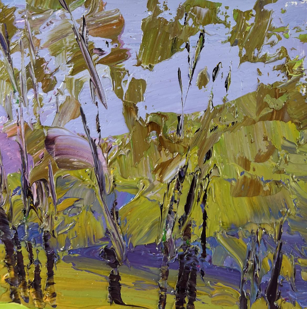 Vibrant Boris Serdyuk oil painting of mountain flower fields in impressionist style