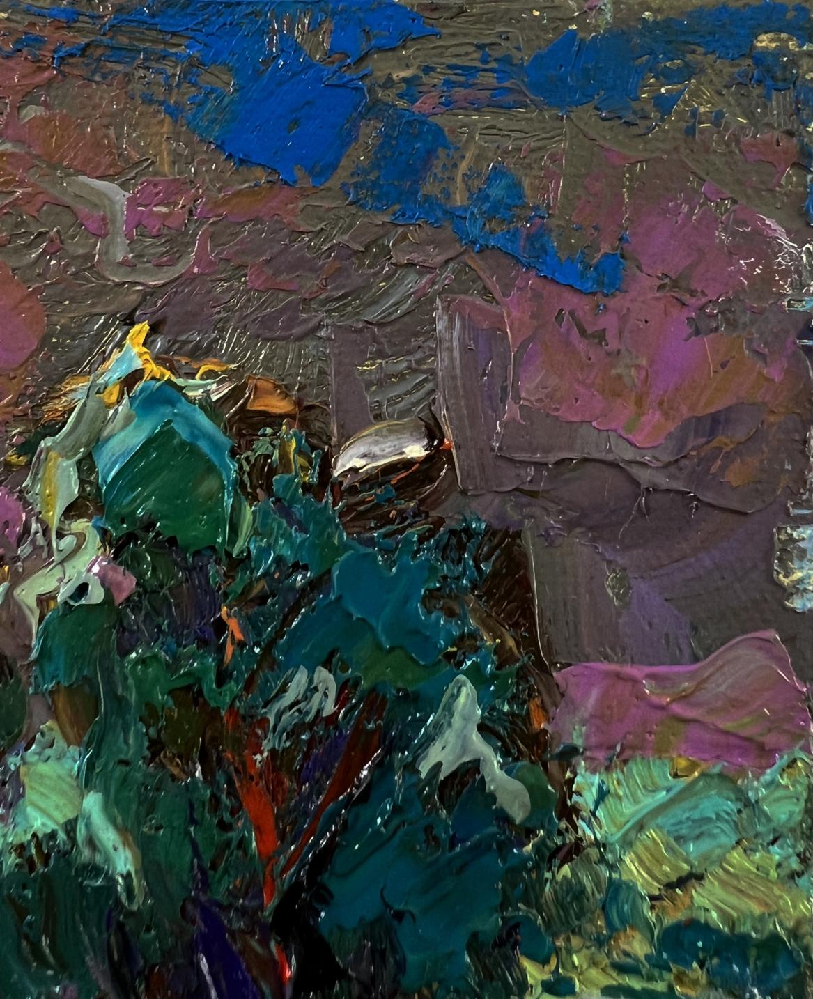Oil painting The moon shines over the field by Oleksiy Ivanyuk textured abstract art