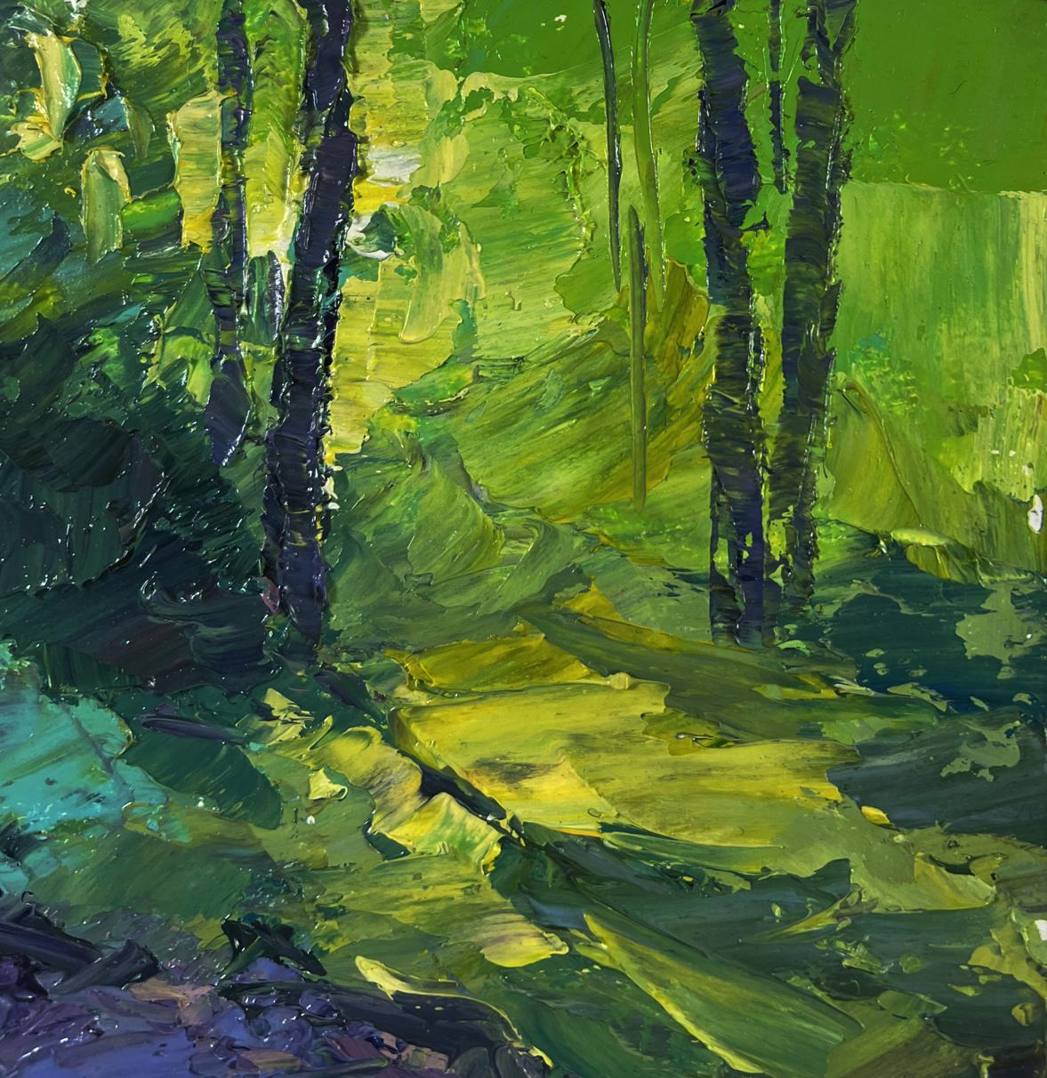 Vibrant impressionist oil painting Quiet morning by the river by Boris Serdyuk