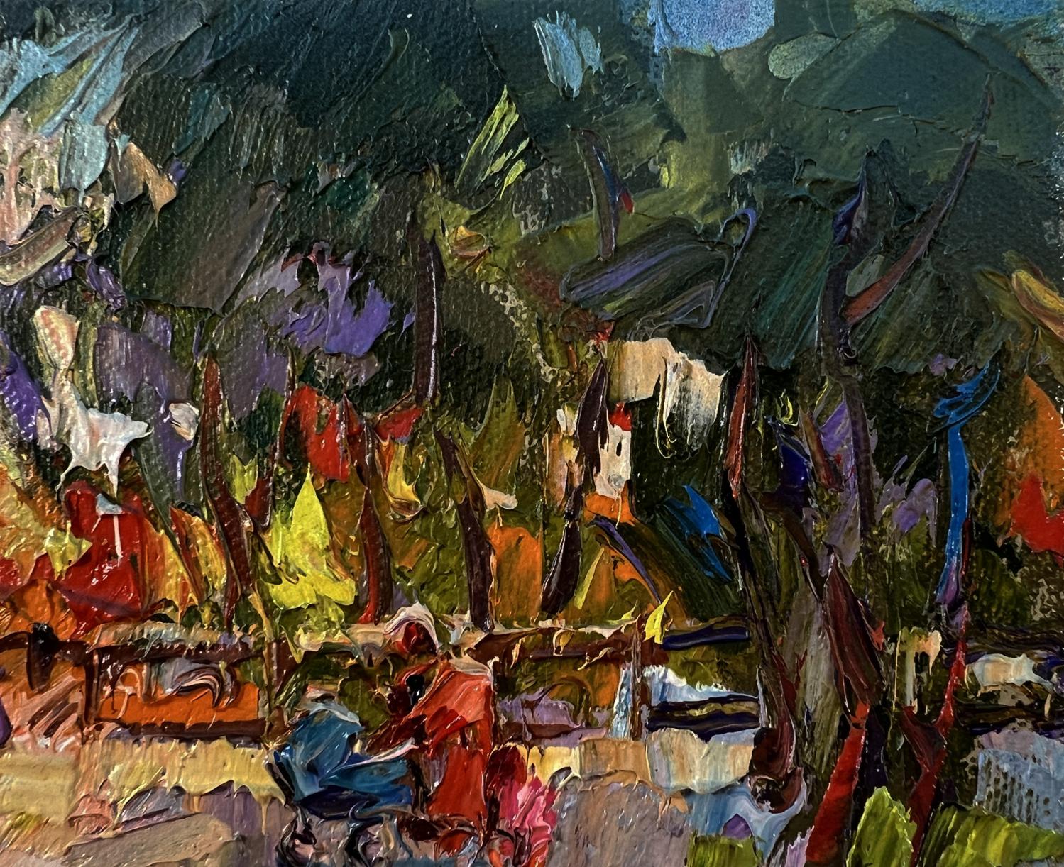 Vibrant oil painting On a walk in the park by Oleksiy Ivanyuk forest scene