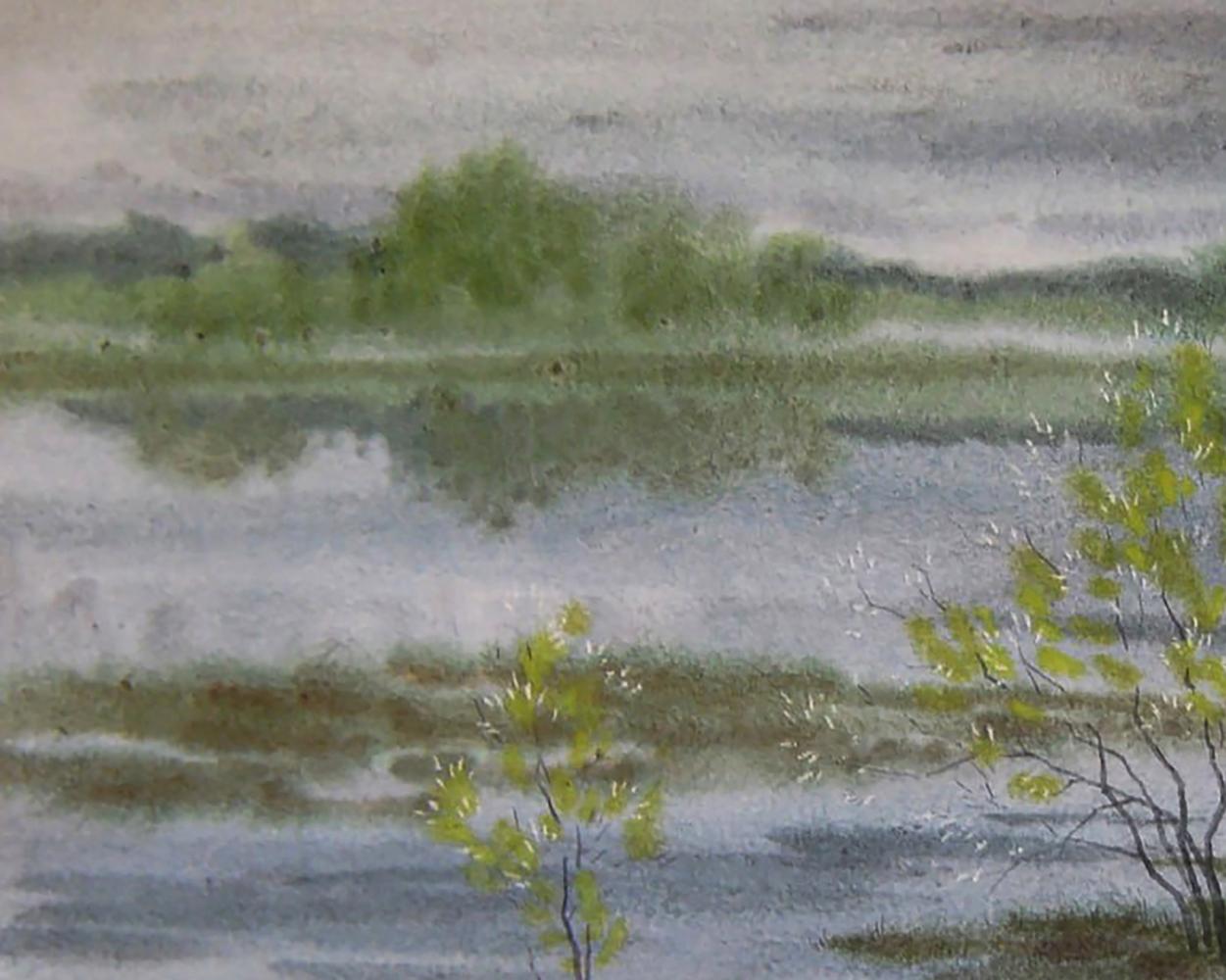 Watercolor painting The river rose in the field by Valery Savenets