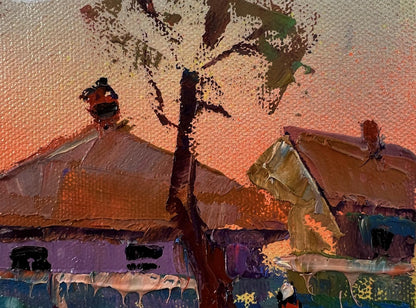 Oil painting Village morning by Oleksiy Ivanyuk, rustic scene