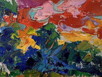 Vibrant Evening Nature oil painting by Oleksiy Ivanyuk with bold textured strokes