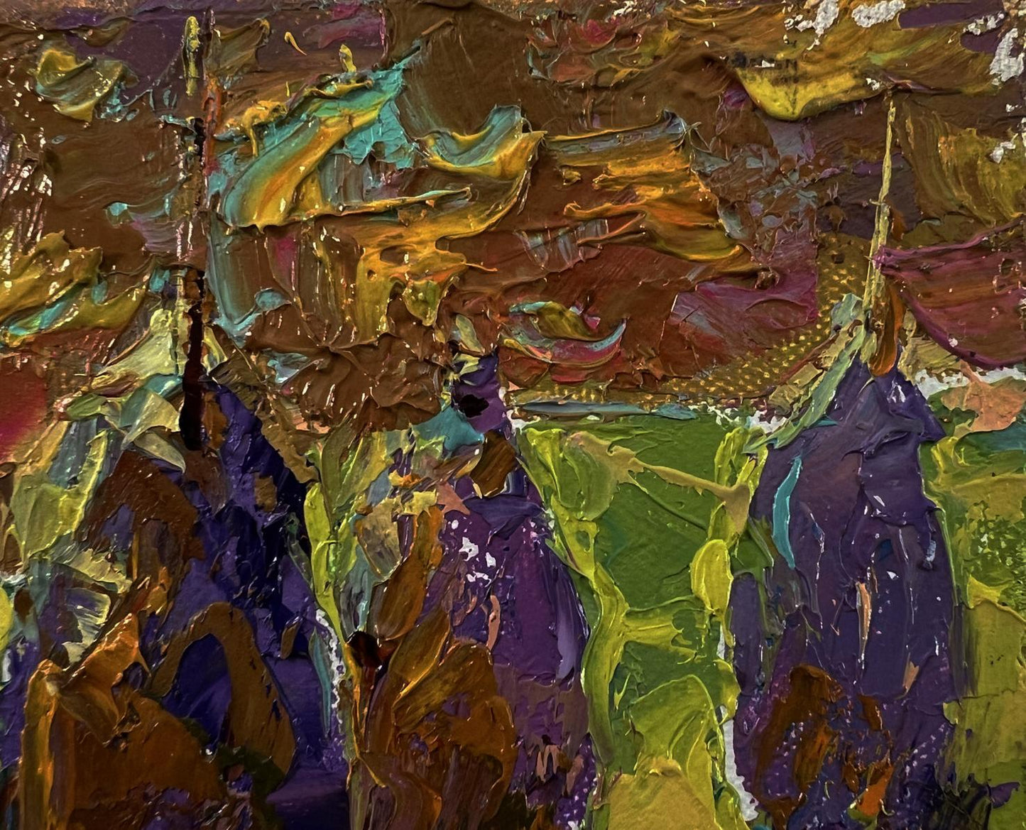 Oil painting Bright night over the field by Oleksiy Ivanyuk in earthy tones