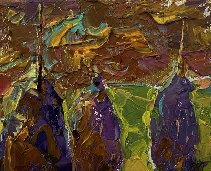 Oil painting Bright night over the field by Oleksiy Ivanyuk in earthy tones