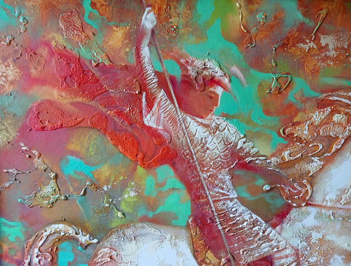 Abstract oil painting Warrior on horseback Anatoly Tarabanov
