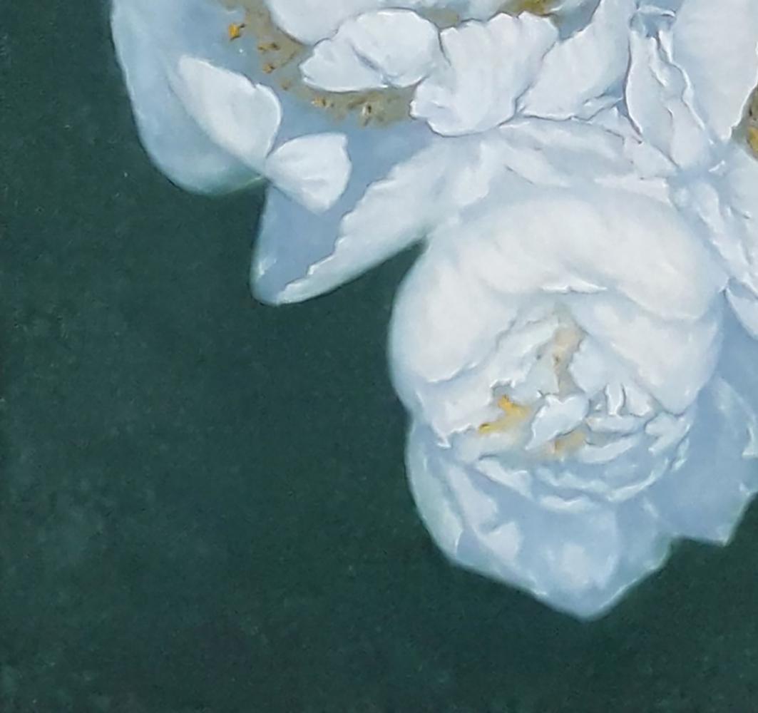Oil painting of white peony flowers by Vasily Korkishko