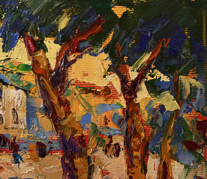 Vibrant impressionist oil painting Evening sound of the bell by Oksana Ivanyuk