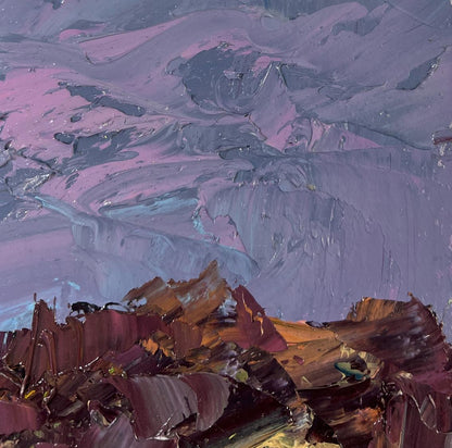 Oil painting Golden autumn in all its glory by Boris Serdyuk, textured purple gray layers
