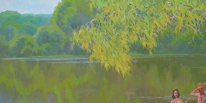 Serene lake oil painting Memories of summer by Valery Savenets