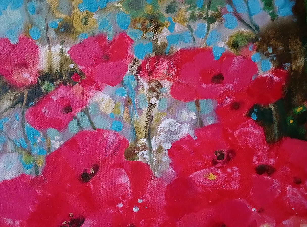 Abstract oil painting Poppies in the Field Anatoly Tarabanov