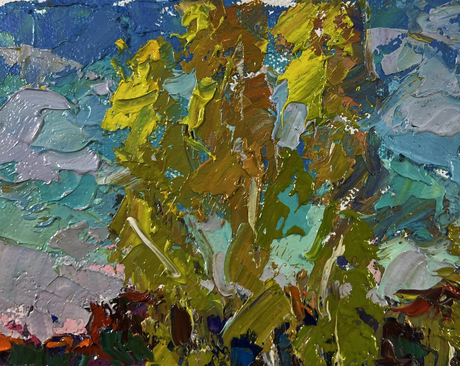 Oil painting The first leaves reflected in the water by Oksana Ivanyuk
