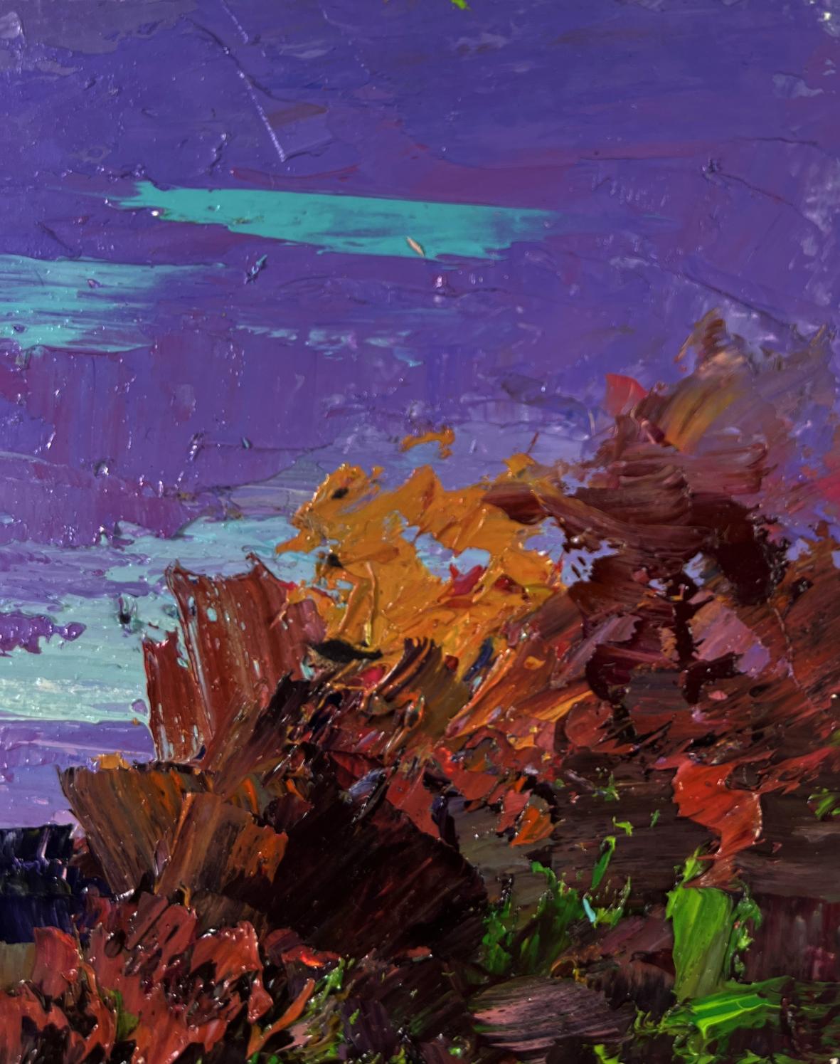 Vibrant impressionist oil painting Autumn colors in warm evening light by Boris Serdyuk