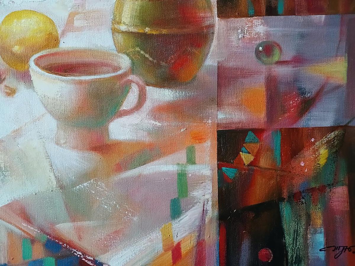 Abstract oil painting Morning Coffee Anatoly Tarabanov