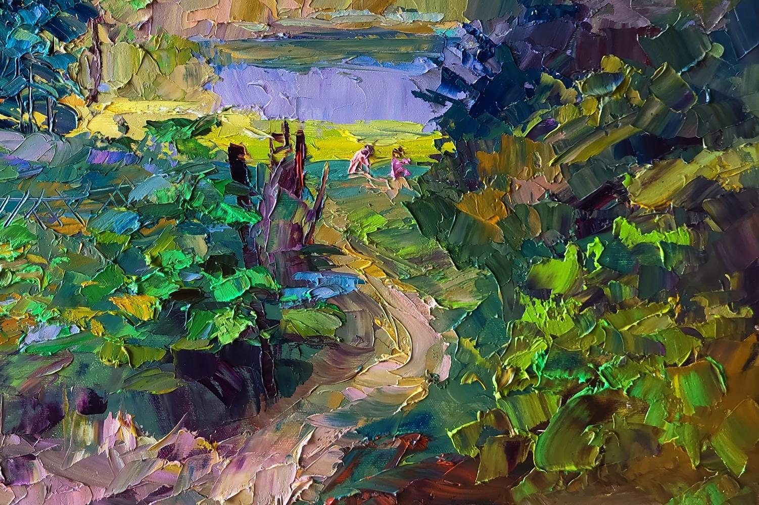 Vibrant impressionist oil painting The path to the river by Boris Serdyuk
