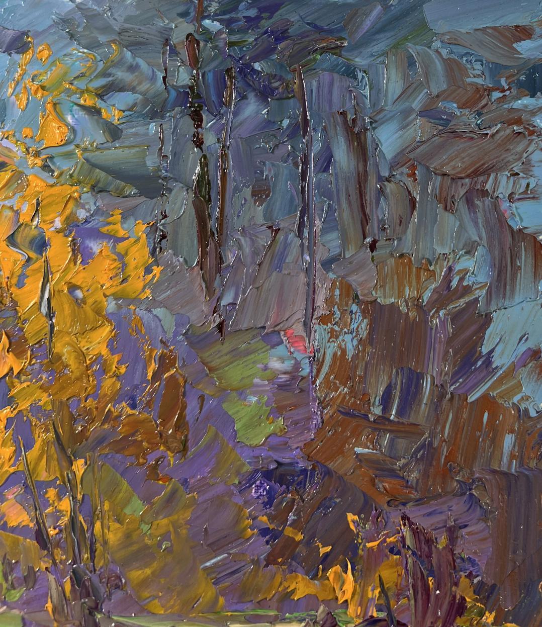 Vibrant impressionist oil painting of mushroom season by Boris Serdyuk