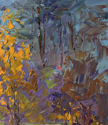 Vibrant impressionist oil painting of mushroom season by Boris Serdyuk