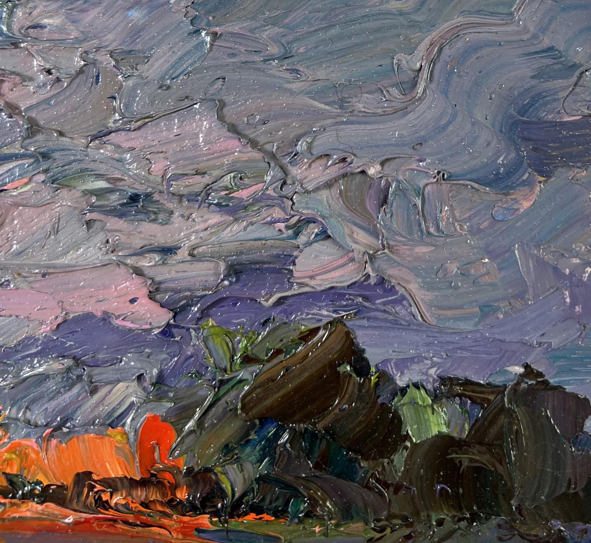 Oil painting Geese in the yard by Boris Serdyuk impressionistic landscape