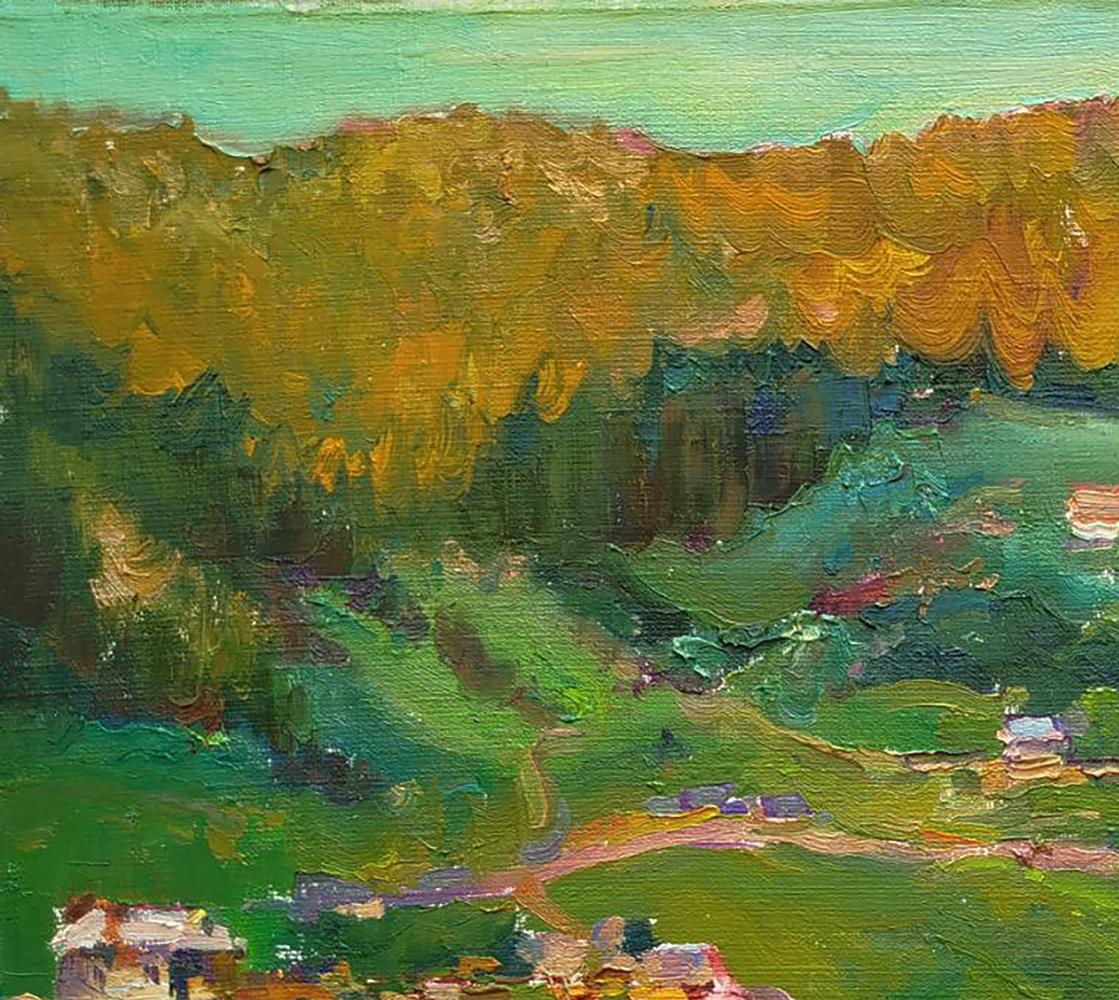 Vibrant impressionist oil painting Evening mountains by Leonid Pavlenko