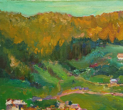 Vibrant impressionist oil painting Evening mountains by Leonid Pavlenko