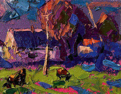 Vibrant Purple Evening in the Village oil painting by Oleksiy Ivanyuk