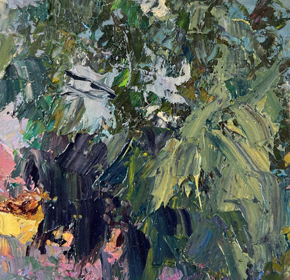 Oil painting Warmth in the Air by Boris Serdyuk: vibrant green foliage