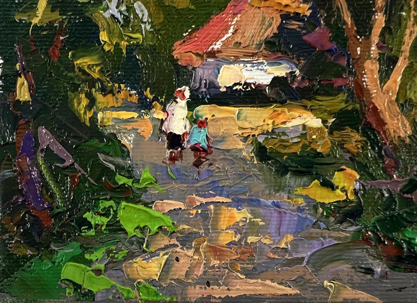 Vibrant impressionist oil painting Street in the village by Oksana Ivanyuk