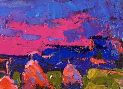 Vibrant Evening Silence in the Field oil painting by Oksana Ivanyuk