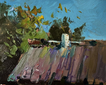 Vibrant impressionist oil painting of quiet village roof by Yuriy Suprunchuk