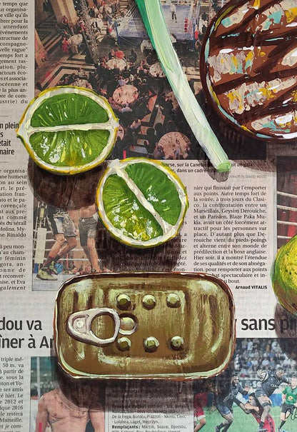 Acrylic painting Fish News in the Morning Olena Klimenko