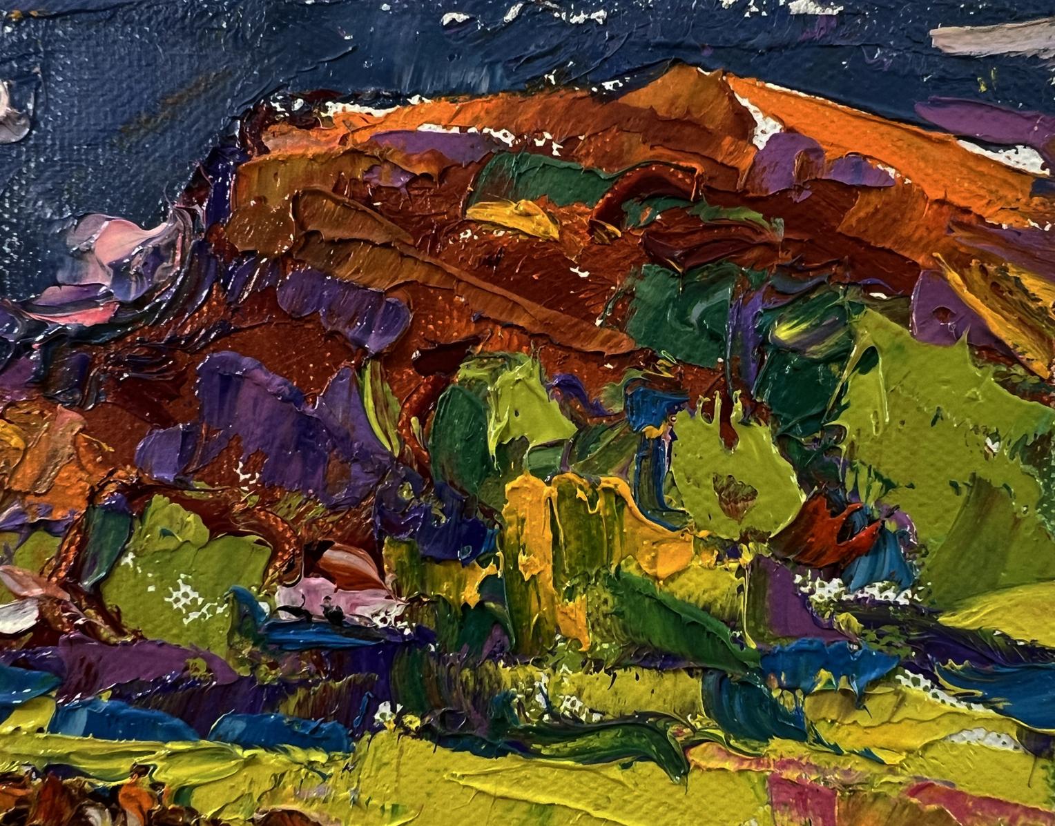 Vibrant impressionist oil painting Meadows near the mountains by Oleksiy Ivanyuk