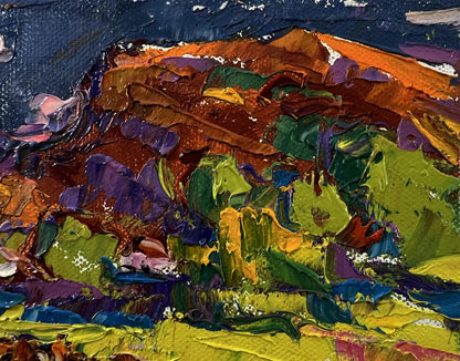 Vibrant impressionist oil painting Meadows near the mountains by Oleksiy Ivanyuk