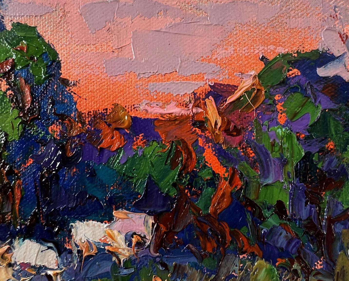 Vibrant impressionist oil painting Forest evening by Oksana Ivanyuk