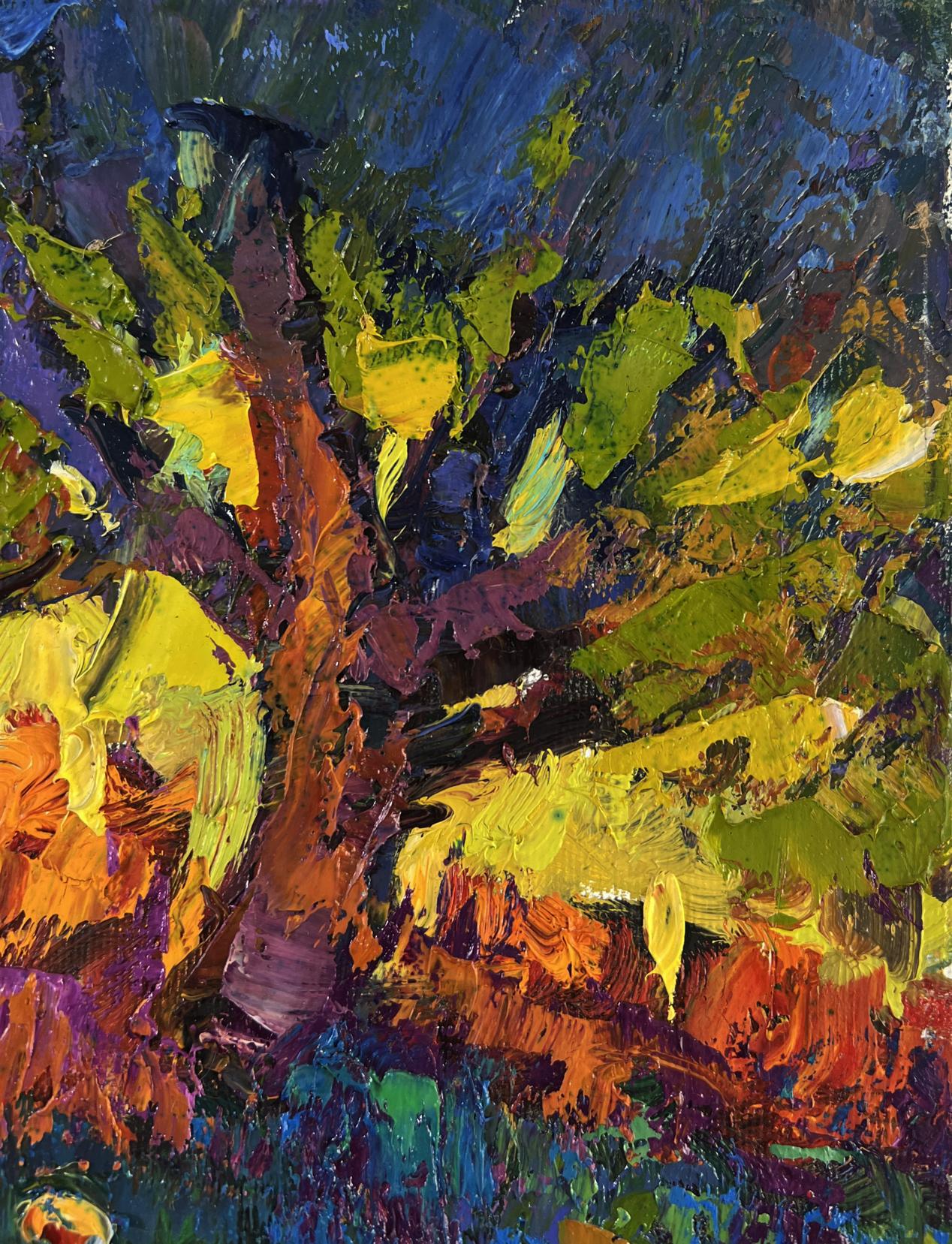 Vibrant impressionist oil painting Silence in the shade of old willows by Oleksiy Ivanyuk