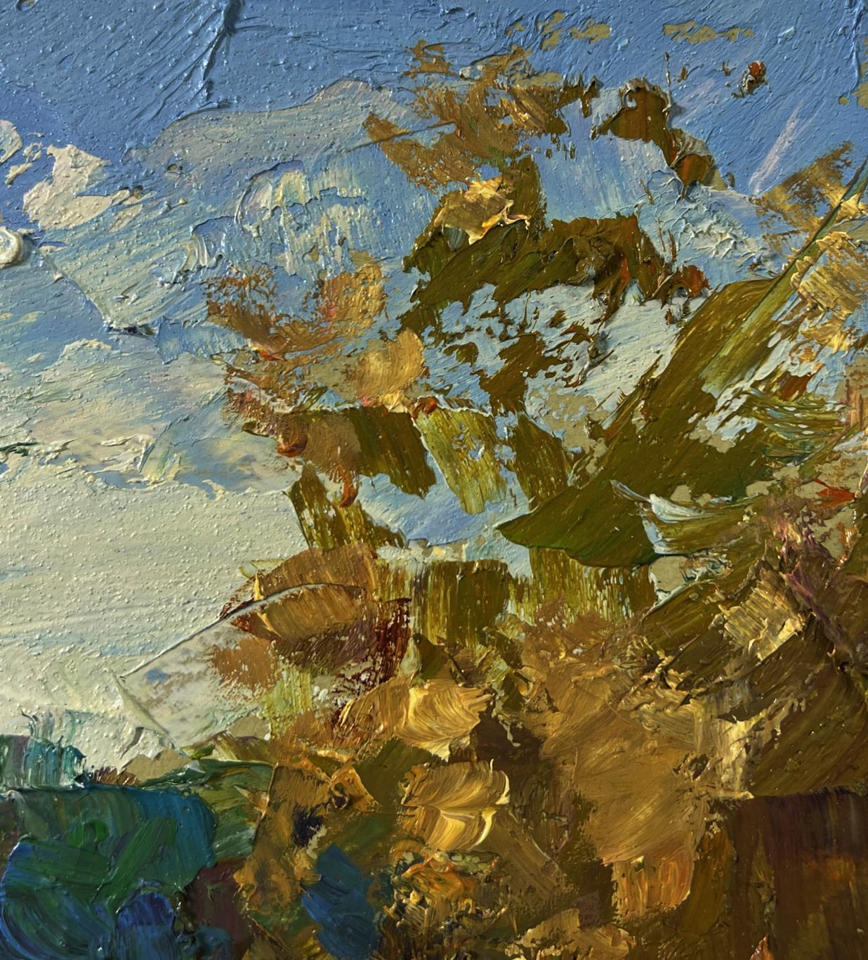 Impasto oil painting of autumn forest road by Boris Serdyuk