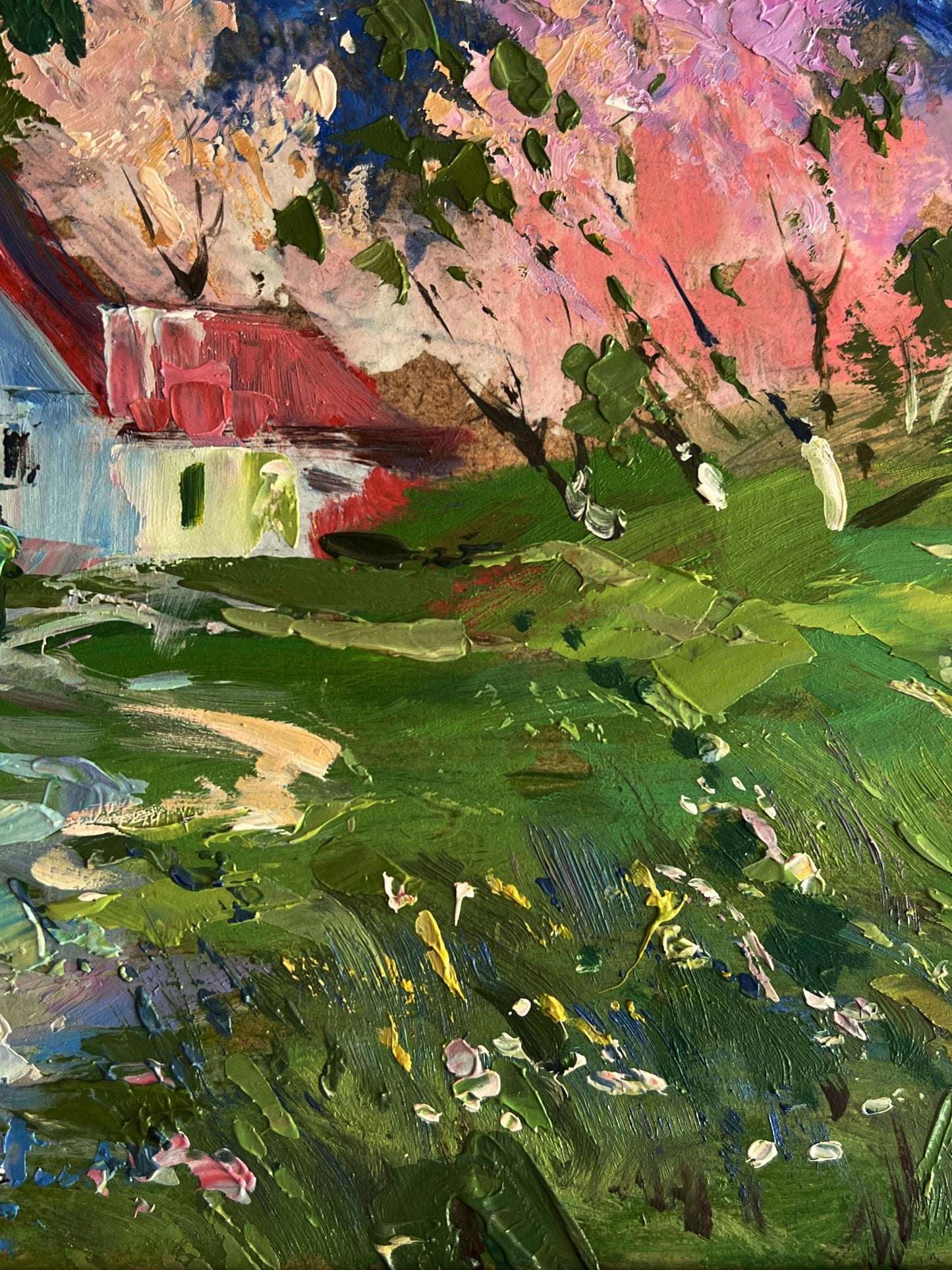 Oil painting Blooming trees in the garden by Yuriy Suprunchuk