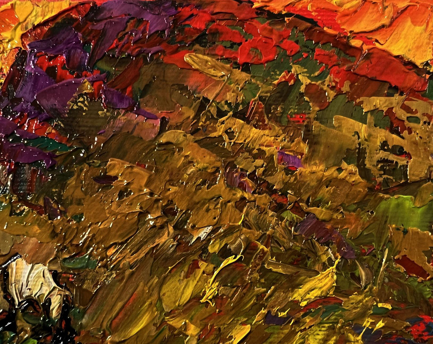 Vibrant impasto oil painting Field with hills by Oleksiy Ivanyuk