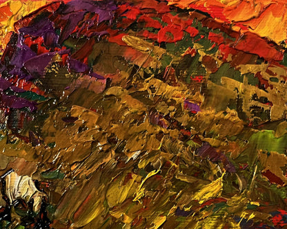 Vibrant impasto oil painting Field with hills by Oleksiy Ivanyuk