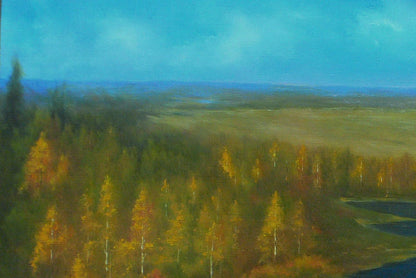 Oil painting Golden autumn Vasily Korkishko autumn forest landscape