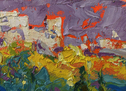 Vibrant Oleksiy Ivanyuk oil painting On a walk in the city with bold textured hues