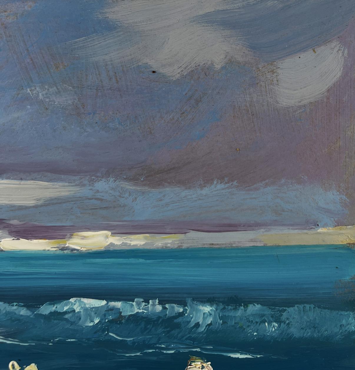 Oil painting of sea waves crashing on sharp shores by Yuriy Suprunchuk