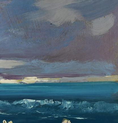 Oil painting of sea waves crashing on sharp shores by Yuriy Suprunchuk