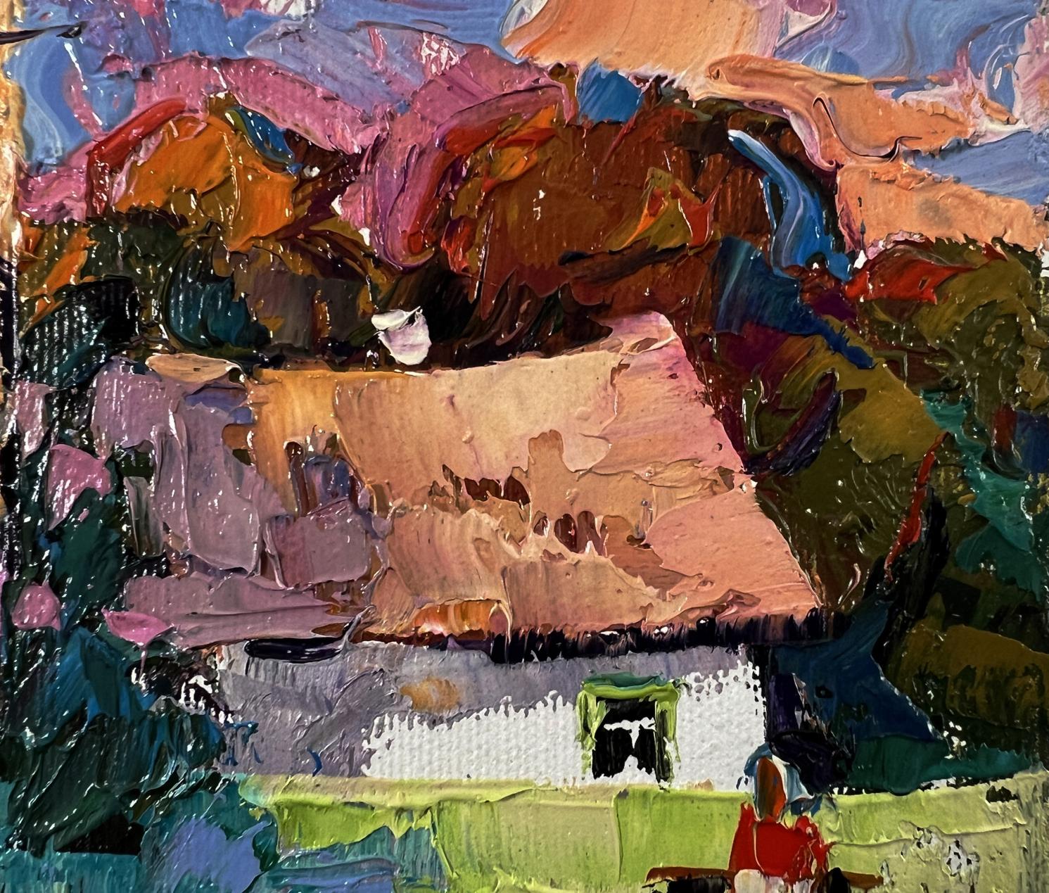 Vibrant impressionist oil painting Summer coolness by Oksana Ivanyuk cottage