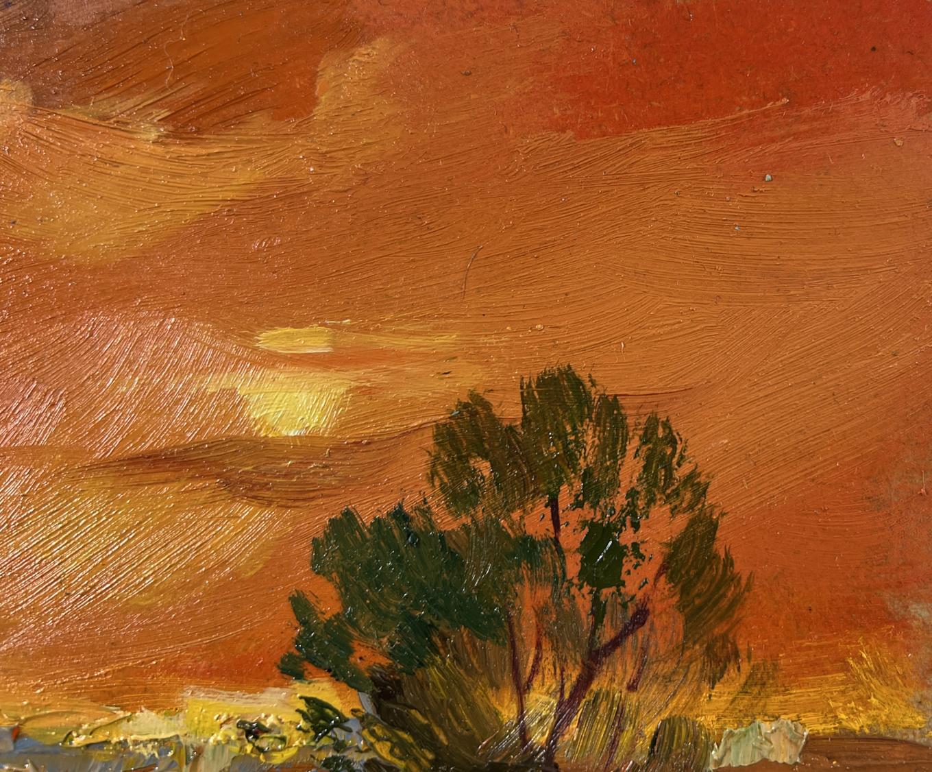 Oil painting Evening moment by Yuriy Suprunchuk: solitary tree at sunset