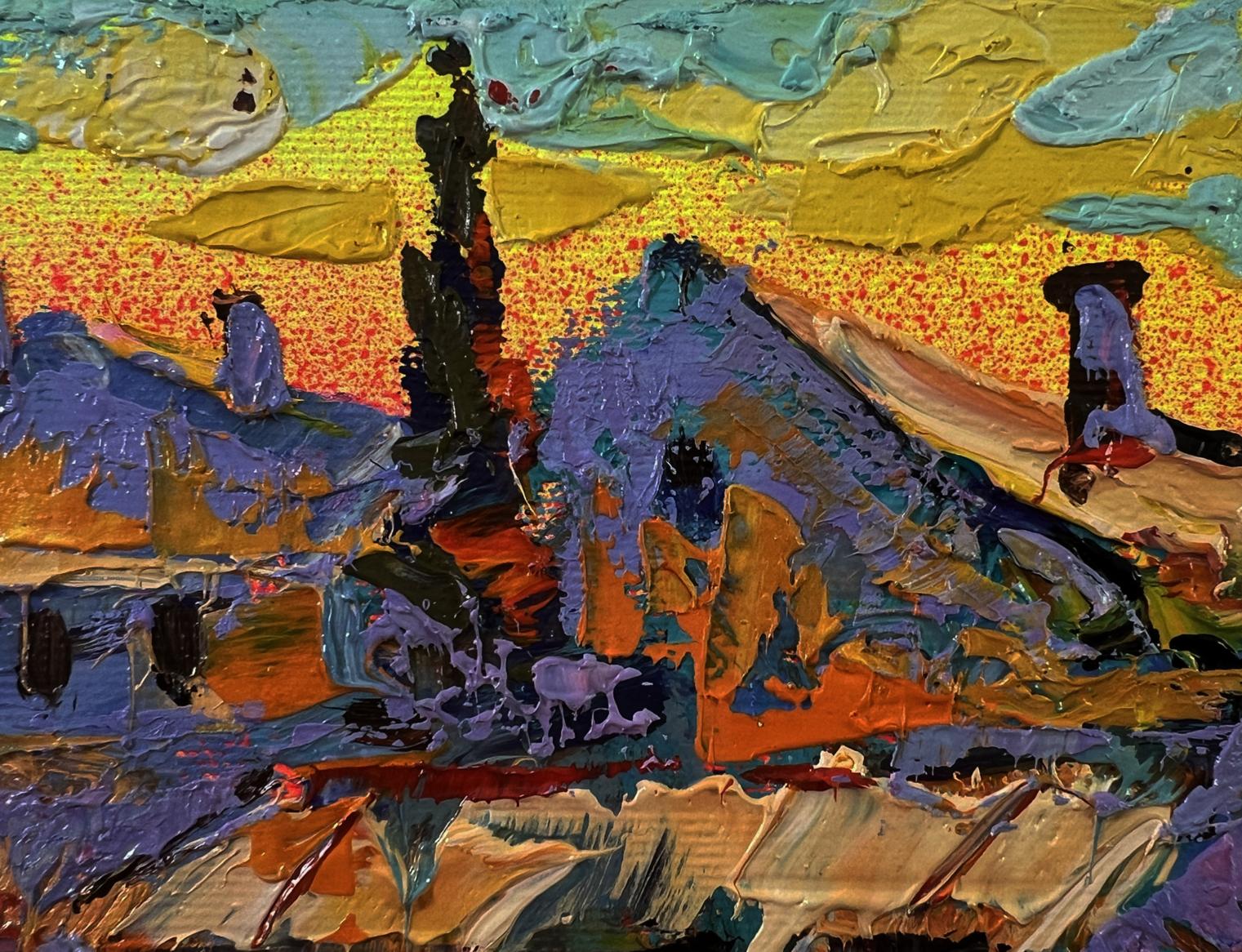 Vibrant impressionist oil painting Evening over the city by Oleksiy Ivanyuk