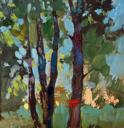 Vibrant impressionist oil painting Quiet forest river by Yuriy Suprunchuk
